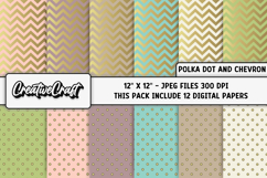 Polka Dot Chevron Digital Papers, gold backgrounds designs Product Image 1