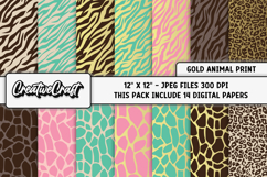 Gold Animal Print Digital Papers, animal skin backgrounds Product Image 2
