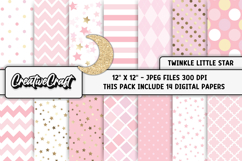 Twinkle Little Star Digital Paper, night illustration design Product Image 2