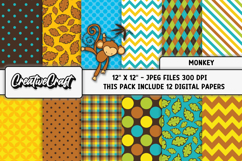 Monkey Baby Digital Papers, monkey backgrounds illustrations Product Image 2