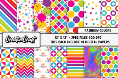 Rainbow Colors Digital Papers, scrapbook backgrounds designs Product Image 1