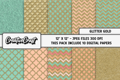 Gold Glitter Digital Papers, scrapbook backgrounds designs Product Image 2