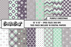 Purple Christmas Digital Papers, christmas background design Product Image 2