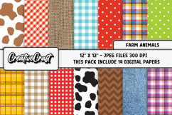 Farm Animals Digital Papers, farm animals background designs Product Image 2