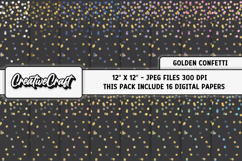 Golden Confetti Digital Paper, polka dot backgrounds designs Product Image 1