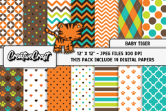 Baby Tiger Digital Papers, safari animals background designs Product Image 1