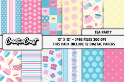 Tea Party Digital Papers, tea time backgrounds designs Product Image 2