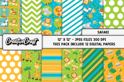 Safari Digital Papers, animal print backgrounds designs Product Image 1