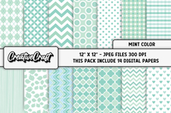 Silver Mint Digital Papers, scrapbooking backgrounds designs Product Image 1