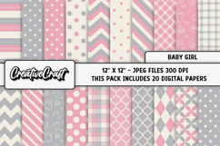 Baby Girl Digital Papers, baby shower digital scrapbooking Product Image 2