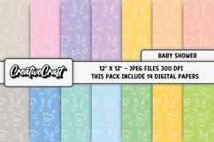 Baby Shower Digital Papers, baby shower backgrounds designs Product Image 2
