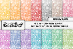 Rainbow Bokeh Digital Papers, bokeh backgrounds illustration Product Image 1