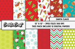 Christmas Digital Papers, santa claus backgrounds designs Product Image 2