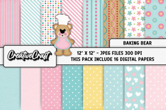 Baking Bear Digital Papers, kitchen backgrounds designs Product Image 2