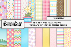 Springtime Digital Papers, spring backgrounds illustrations Product Image 2