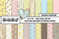 Vintage Valentine Digital Papers, vintage background designs Product Image 2