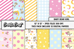 Baby Bear Girl Digital Papers, baby shower illustrations Product Image 1