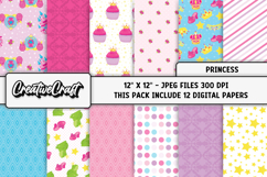 Princess Digital Papers, princess backgrounds illustrations Product Image 1