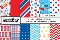 Love London Digital Papers, london backgrounds illustrations Product Image 1