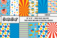 Circus Digital Paper, circus graphic, carnival illustration Product Image 1
