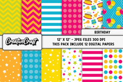 Happy Birthday Digital Papers, scrapbook backgrounds designs Product Image 2