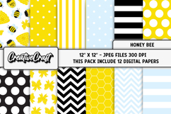 Honey Bee Digital Paper, honeybee scrapbook, illustrations Product Image 2
