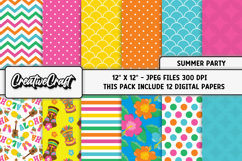 Summer Party Digital Papers, scrapbook backgrounds designs Product Image 2