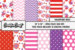 Valentines Day Digital Papers, valentines day illustrations Product Image 1