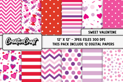 Valentines Day Digital Papers, valentines day illustrations Product Image 1