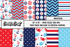 Nautical Digital Papers, scrapbooking backgrounds designs Product Image 2