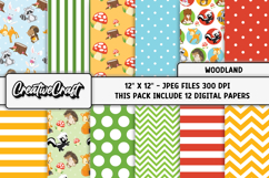 Woodland Digital Paper, fall autumn digital papers graphics Product Image 1