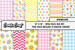Springtime Digital Papers, spring backgrounds illustrations Product Image 2