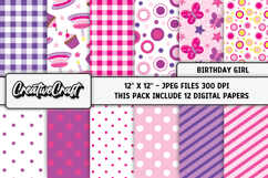 Birthday Girl Digital Paper, birthday graphic, illustratrion Product Image 1
