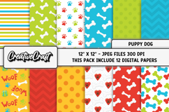 Pet Dog Digital Papers, puppy dog backgrounds illustrations Product Image 1