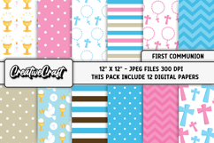 First Communion Digital Papers, scrapbooking backgrounds Product Image 1