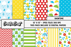 Rain Time Digital Papers, scrapbooking backgrounds designs Product Image 2