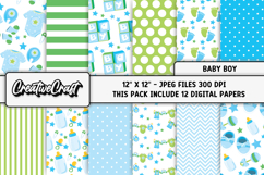 Baby Boy Digital Paper, baby boy graphics, baby illustration Product Image 1
