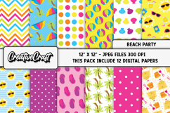 Beach Party Digital Paper, summer backgrounds illustrations Product Image 2