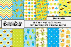 Beach Party Digital Paper, summer backgrounds illustrations Product Image 2