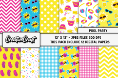 Pool Party digital papers, summer tropical scrapbook designs Product Image 1