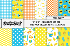 Pool Party digital papers, summer tropical scrapbook designs Product Image 2