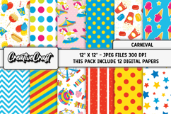 Circus Digital Paper, circus graphic, carnival illustration Product Image 2