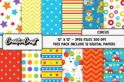 Circus Digital Paper, circus graphic, carnival illustration Product Image 1
