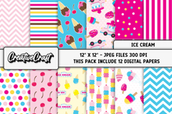 Ice Cream Digital Papers, summer digital scrapbook designs Product Image 2