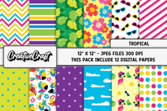 Tropical Summer Digital Papers, illustrations, backgrounds Product Image 1