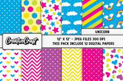 Unicorns Digital Papers, unicorns backgrounds designs Product Image 1