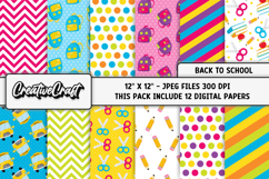 Back To School Digital Paper, school supplies, illustrations Product Image 1