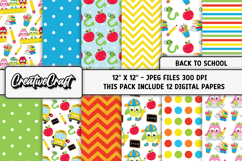 Back To School Digital Paper, school supplies, illustrations Product Image 2