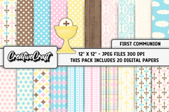 First Communion Digital Papers, scrapbooking backgrounds Product Image 1