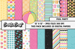 Pool Party digital papers, summer tropical scrapbook designs Product Image 2